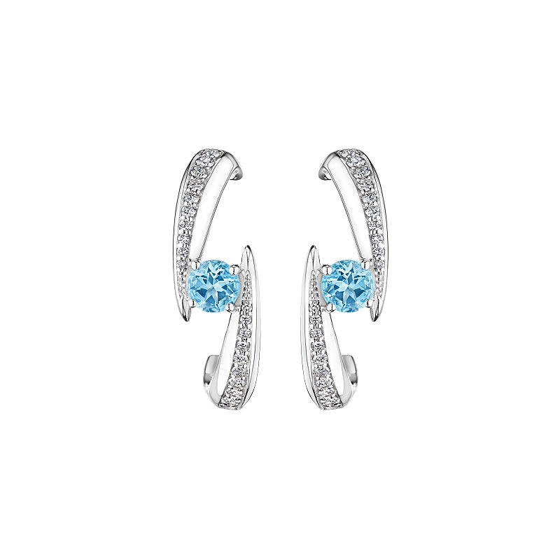 18k 0.85 Cts Aquamarine  And Diamonds Amazonia (cocar) Earring (E1222AWDKB)