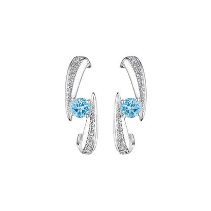 18k 0.85 Cts Aquamarine  And Diamonds Amazonia (cocar) Earring (E1222AWDKB)