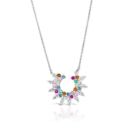 18k 0.72 Cts Multi Stone  And Diamonds Amazonia (cocar) Necklace (N1086AWDMX)